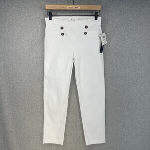89th Madison Womens Pants White Size Small Ankle Length Stretch Front Buttons